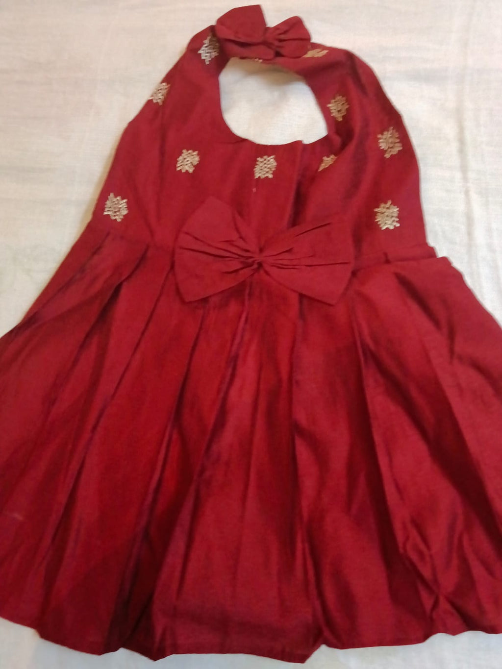 Apricot Red Occassion Wear  Frock
