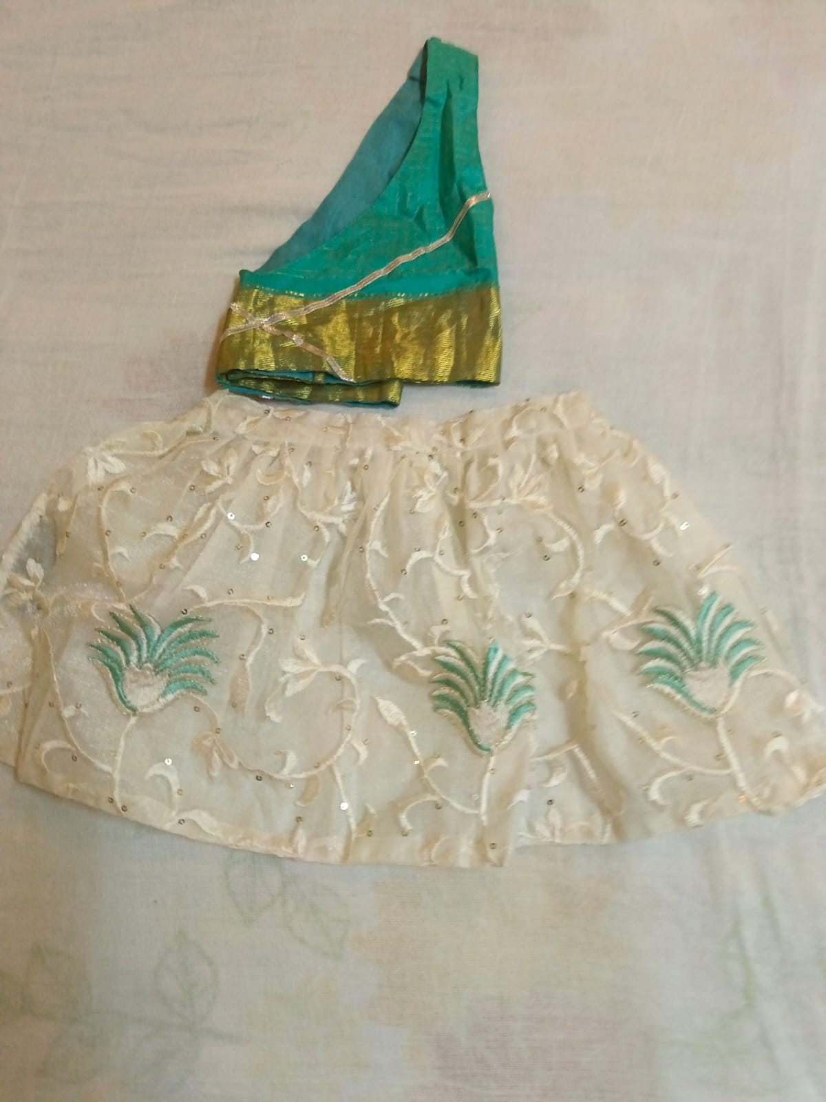 White Skirt - Green top Occassion Wear Skirt top set