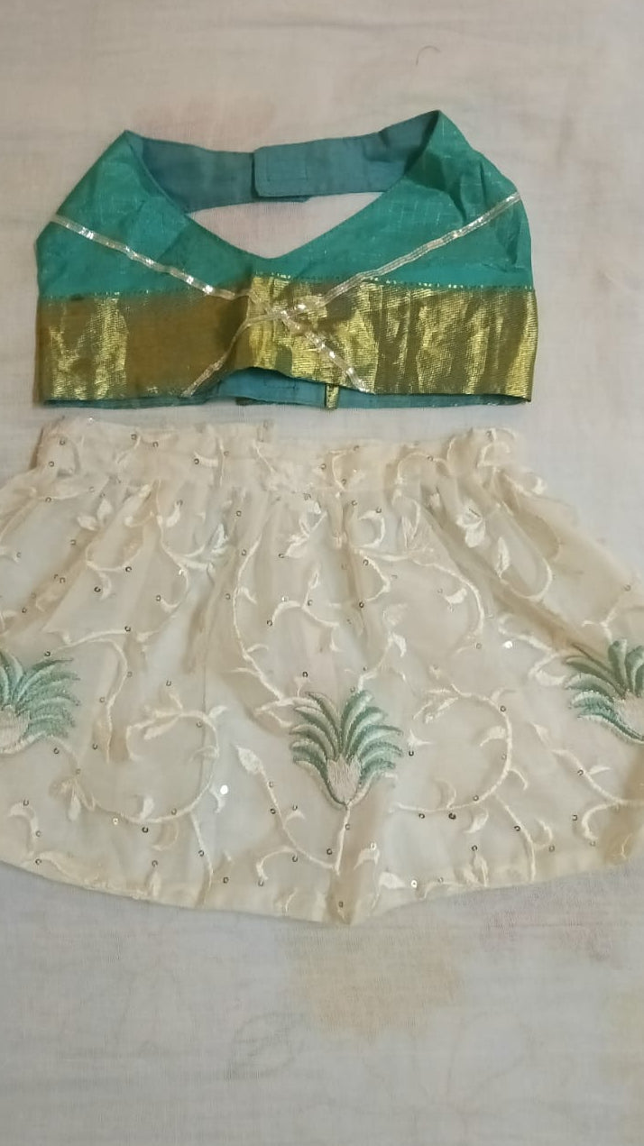 White Skirt - Green top Occassion Wear Skirt top set