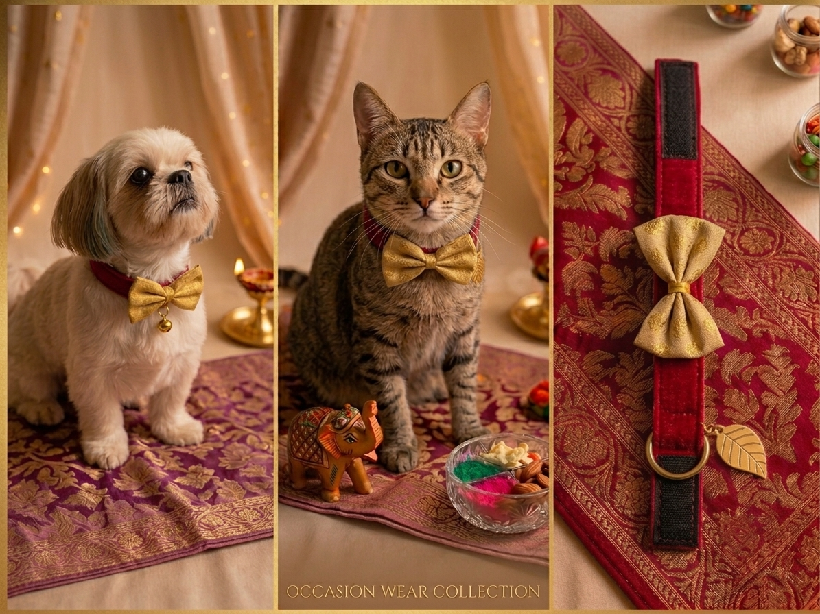 Red base Golden bow Occassion Wear collar
