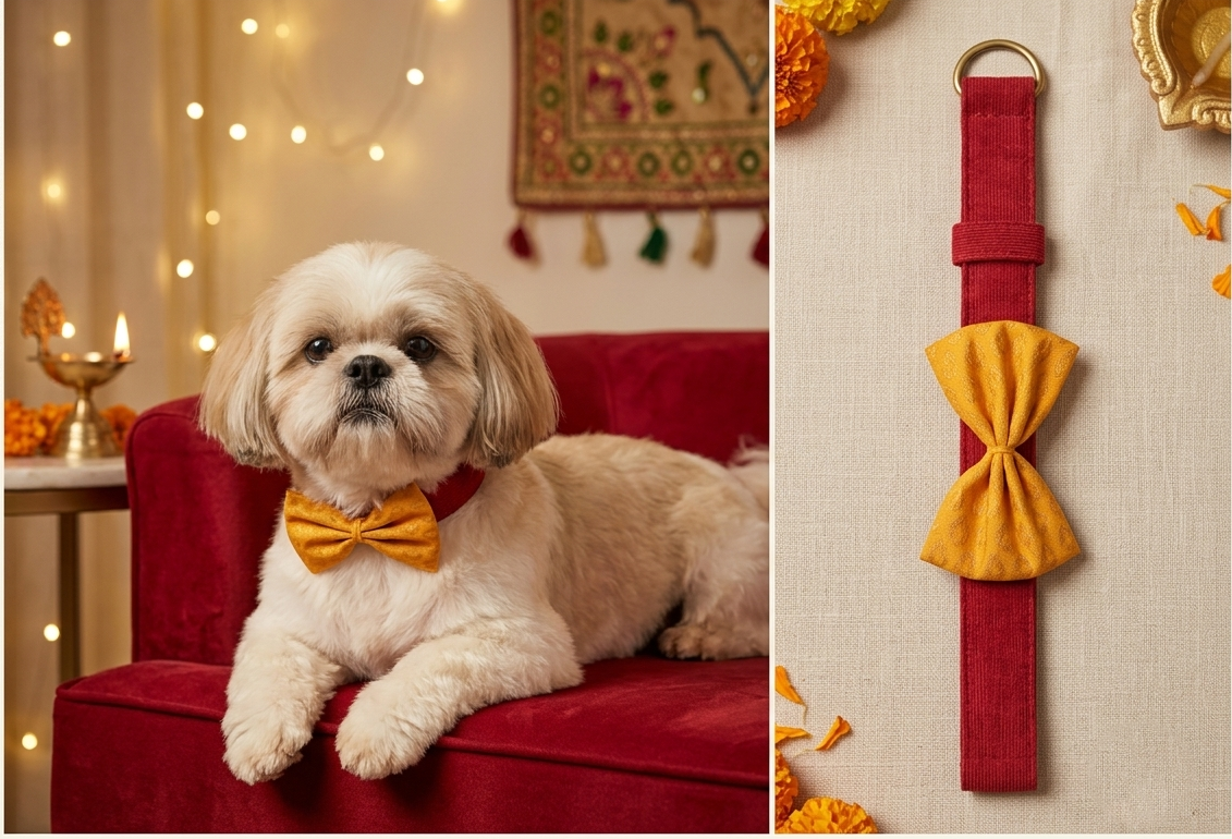 Red Base - Yellow bow Occasion Wear Collar