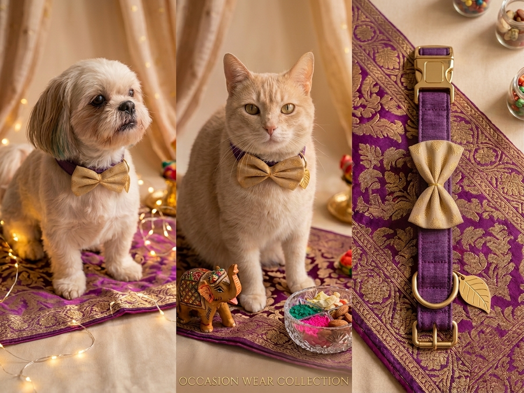 Purple base - Golden bow Occassion wear collar