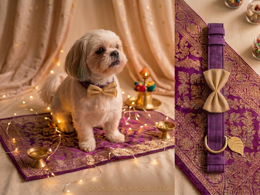 Purple base - Golden bow Occassion wear collar