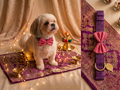 Purple base - Pink bow Occassion wear collar