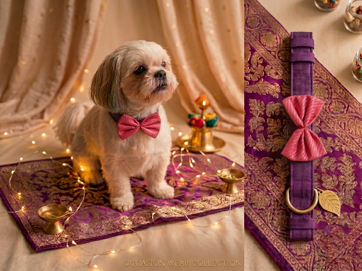 Purple base - Pink bow Occassion wear collar